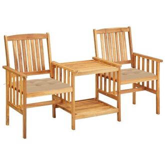vidaXL Sillas Y Mesita De Jard&iacute;n Con Cojines Madera Maciza Acacia Vidaxl