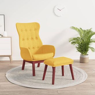 Nova Sill&oacute;n De Relax Con Taburete Tela Amarillo Mostaza Vidaxl