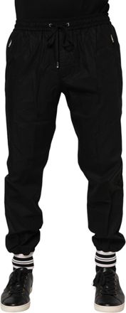 Dolce & Gabbana Mens Cotton Logo Tape Joggers Black