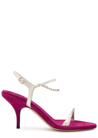 Chlo&eacute; Zia 80 Crystal-embellished Velvet and Metallic Leather Sandals - Purple - 41 (IT41/ UK8)