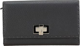 Fendi Silver Gray Leather Coin Purse/Coin Case (Pre-Owned)