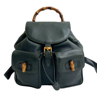 Gucci Black Leather Bamboo Backpack (Pre-Owned)