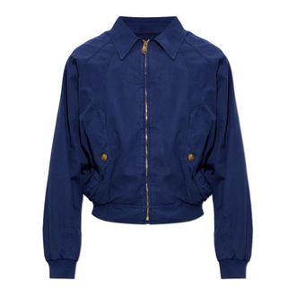 Versace Het Katoenen Jack - Heren - Bomber jackets - Blauw - L - Katoen - Jassen