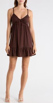Madden Girl Crochet Babydoll Tiered Dress in Chocoalte at Nordstrom Rack, Size X-Large