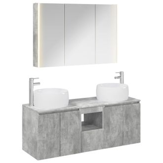 vidaXL Juego De Muebles De Ba&ntilde;o 4 Uds. Gris Hormig&oacute;n Vidaxl