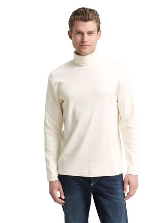 Tom Tailor Langarmshirt TOM TAILOR, Herren, Gr. XXL, gardenia wei&szlig;, Single Jersey, Obermaterial: 95% Baumwolle, 5% Elasthan, unifarben, regular fit normal, Rundh