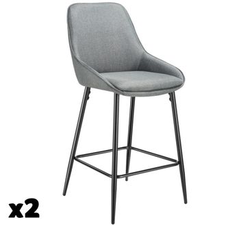 TecTake 2 taburetes altos con respaldo y reposapi&eacute;s, 49 x 54 x 100 cm, gris