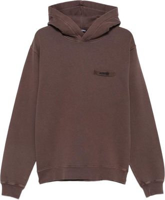 Jacquemus Relaxed Fit Brown Hoodie With Ribbed Details
