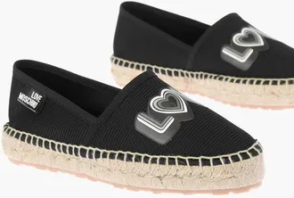 Moschino LOVE mesh espadrilles with logo-print and raffia sole size 39