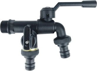 OEM V&aacute;lvula De Drenaje Doble De Lat&oacute;n Para Exteriores, 3/4 De Pulgada, Negra, Resistente A Las Heladas, Resistente A La Corrosi&oacute;n, Jard&iacute;n, 2 Salidas