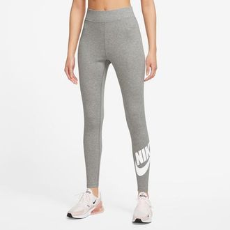 Nike Womens NSW Classic Graphic HR Futura Tights - Dark Grey Heather/White Size XS