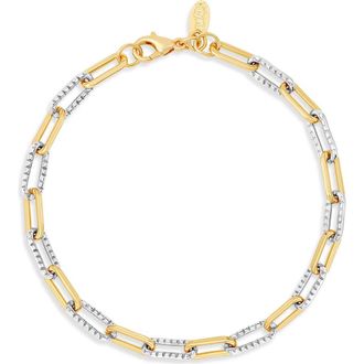 SHYMI Two-Tone Textured Paper Clip Chain Bracelet in Gold Silver at Nordstrom