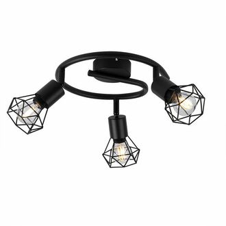 ETC Shop Etc-shop - Faretto a soffitto Lampada a rondella Lampada a faretto a gabbia nera mobile in un set con lampadine a led