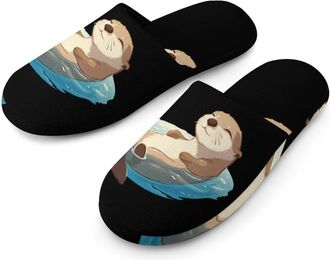 Generic Otter Floating in Water Mens House Slippers Slip Indoor Slipper On Shoes Warm Outdoor