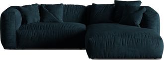 MICADONI Modulares 3-Sitzer Design Ecksofa Martina - Samtbezug Petrol dunkel
