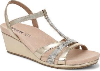 Life Stride Mimosa Slingback Platform Wedge Sandal in Gold at Nordstrom, Size 6.5