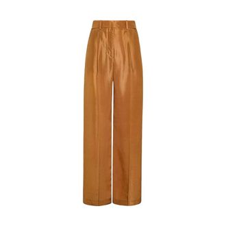 Forte_Forte Wide Broeken - Dames - Wijde Broeken - Bruin - 3XL - Broeken