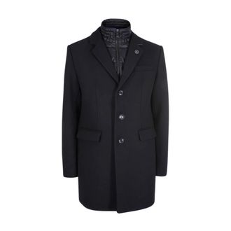 Yes-Zee Zwarte korte blazer met afneembare kraag - Heren - Blazers - Zwart - 2XL - Wol - Jassen
