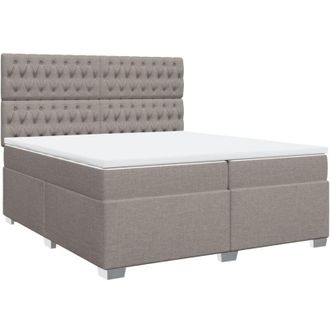 vidaXL Cama Box Spring Con Colch&oacute;n Tela Gris Taupe 200x200 Cm Vidaxl