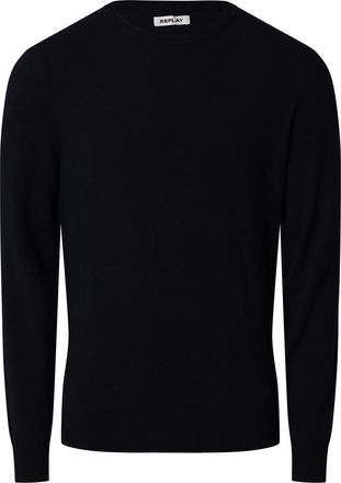 Replay Mens Knitted Crewneck Sweatshirt in Blue Cotton - Size X-Large