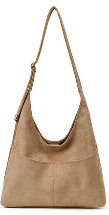 Generic Womens Vintage Tote Bag with Small Pouch, PU Suede Shoulder Bag, Hobo Crossbody Bag, Magnetic Closure, Applies to Daily Wear and Commuting (Khaki,35 *