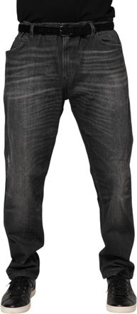 Dolce & Gabbana Mens Gray Washed Cotton Loose Denim Jeans Elastane Clothing