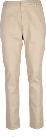 Dondup Straight-Leg Beige Trousers with Zip Closure and Versatile Design