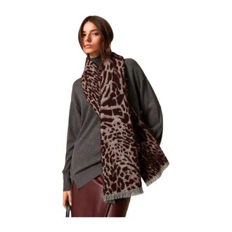 Twinset Accessoires, Dames, Veelkleurig, ONE Size, Wol, Animal Print Sjaal