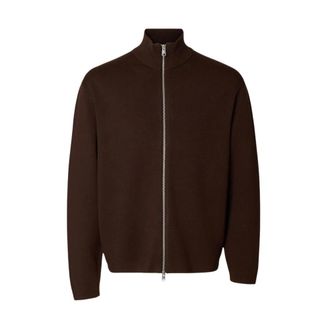 Selected Teller Full Zip Cardigan - Heren - Truien - Bruin - Maat: S Zijde