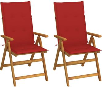 vidaXL Sillas De Jard&iacute;n Reclinables 2 Uds Madera Maciza Acacia Cojines Vidaxl