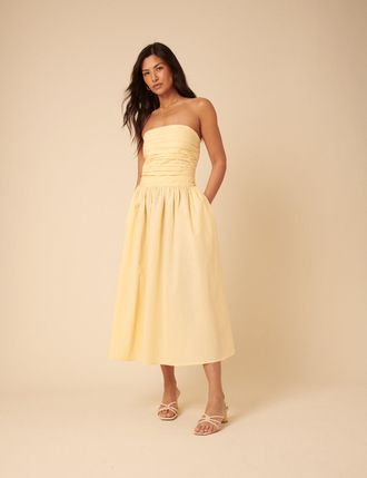 Nobody's Child Butter Yellow Bandeau Felicity Midi Dress
