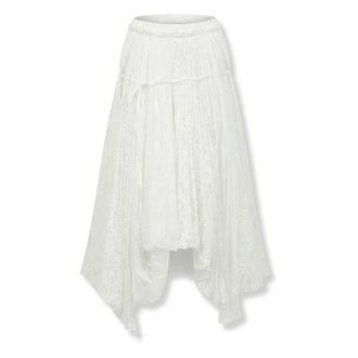 J.W.Anderson Midi Skirts, female, White, Size: XS Mixed Lace Asymmetric Midi Skirt