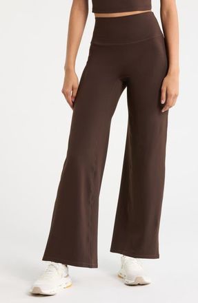 Zella Zen High Waist Wide Leg Pants in Brown Mole at Nordstrom, Size Xx-Large