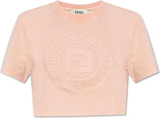 Fendi Tops, Dames, Roze, XS, Katoen, Roma Crop Top