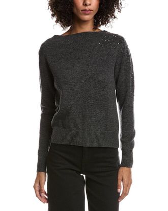 Fort&eacute; Cashmere Crystal Cluster Off Shoulder Wool & Cashmere-Blend Sweater