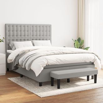 vidaXL Vidaxl - Cama Box Spring Con Colch&oacute;n Tela Gris Claro 140x190 Cm