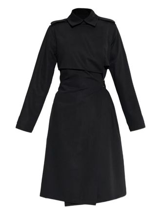 Burberry belted-detail midi dress - women - Wool - 8 - Black