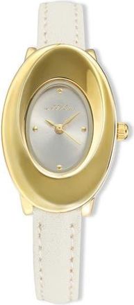Ettika Thick Dome Quartz Leather Strap Watch, 24mm x 36.8mm in Vanilla at Nordstrom Rack