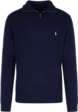 Polo Ralph Lauren Navy Wool And Cotton Sweater