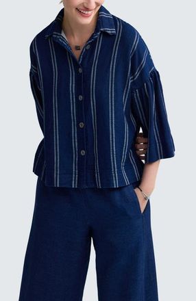 Luukaa D'Celli Jasmina Boxy Denim Muslin Jacket in Stripe Denim at Nordstrom, Size X-Large