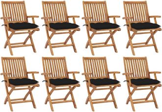 vidaXL Sillas De Jard&iacute;n Plegables 8 Uds Madera Maciza Teca Con Cojines Vidaxl