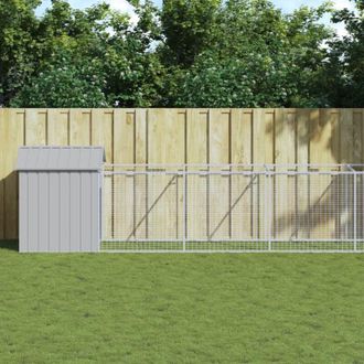 vidaXL Caseta Perro Tejado Acero Galvanizado Gris Claro 117x1221x123cm Vidaxl