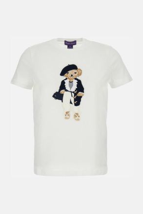 Ralph Lauren Cream Round Neck Embroidery Logo T-Shirt