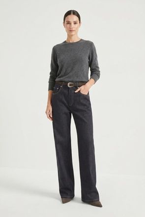 Brunello Cucinelli Dark Blue Wide Trousers, Brand Size 46 (US Size 12)