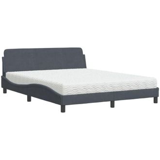 vidaXL Vidaxl - Cama Con Colch&oacute;n Terciopelo Gris Oscuro 160x200 Cm