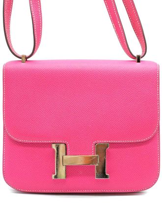Herm&egrave;s Pink Leather Constance 18 Mini Epsom Bag - 10S (Authentic Pre-Loved)
