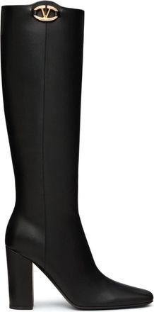 Valentino Garavani 100mm VLogo The Bold Edition boots - women - Calf Leather/Goat Skin/Calf Leather - 35.5 - Black