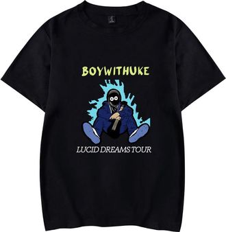 Generic Boywithuke Tshirt Crewneck Short Sleeve T-Shirt Men Women Printing Casual Fashion Hip Hop Streetwear (Black-JX44042,XXS)