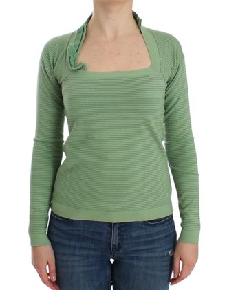 Ermanno Scervino Wool Blend Striped Long Sleeve Womens Sweater