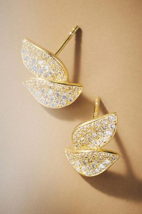 Shashi Pavé Leaf Stud Earrings